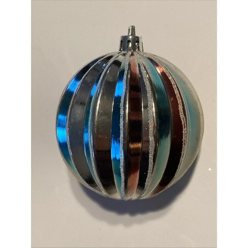 Vintage Christmas Textured Ball Ornament Plastic Multicolor Holiday Tree